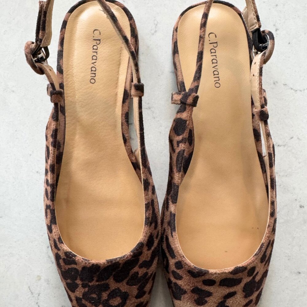 C. Paravano Sleek Prints Slingback Flats (Freya) in Leopard Size EU 38.5 (US 8) - Picture 3 of 5